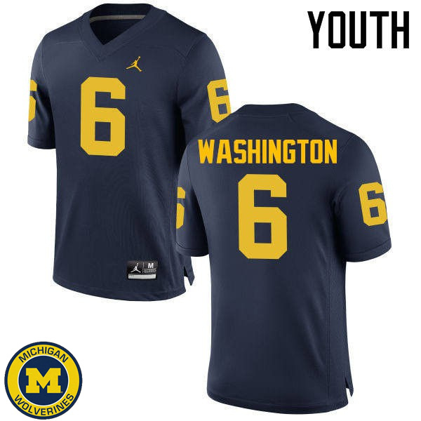 Youth University of Michigan #6 Keith Washington Navy College Game Jersey